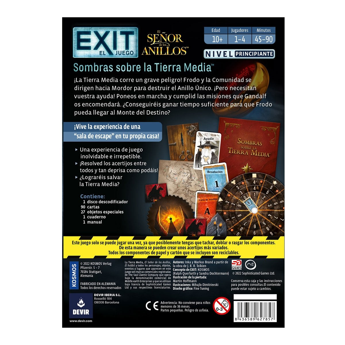 JUEGO DE MESA DEVIR EXIT EL SEÑOR DE LOS ANILLOS SOMBRAS SOBRELA TIERRA MEDIA