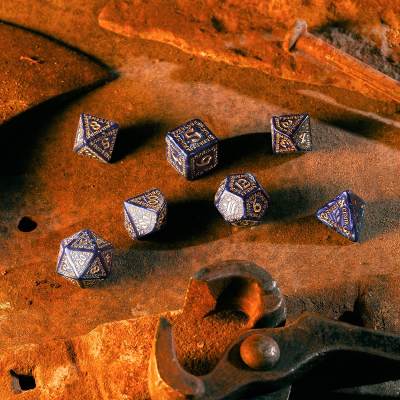 Dados Runic Mixed-blue & gold Dice Set