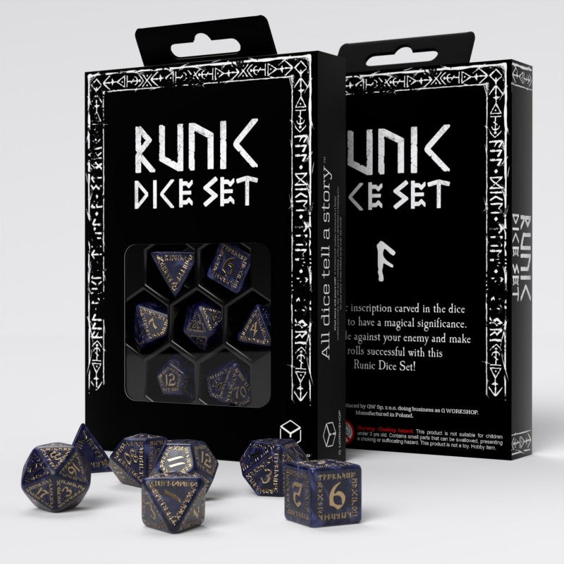 Dados Runic Mixed-blue & gold Dice Set