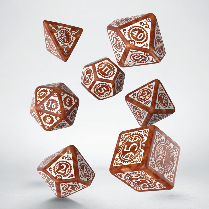 Virtual Steampunk Clockwork Caramel & White Dice Set