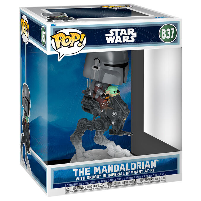 Figura POP Rides Deluxe Star Wars Mandalorian & Grogu The Mandalorian with Grogu in Imperial Remnant AT-RT