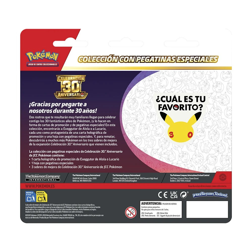 Blíster Lucario Tech Sticker Celebraciones 30 Aniversario