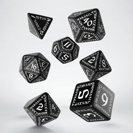 Runic Black & white Dice Set