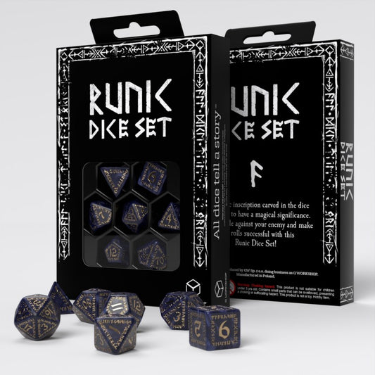 Dados Runic Mixed-blue & gold Dice Set