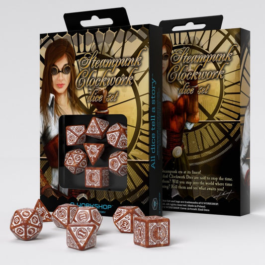 Virtual Steampunk Clockwork Caramel & White Dice Set